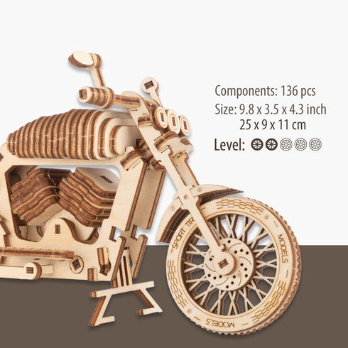 3D Wooden Puzzle, Motorcycle, DIY Model Kit